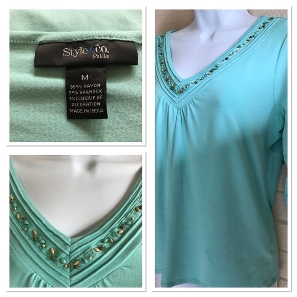 STYLE&CO Beaded Neckline Top - Picture 1 of 3